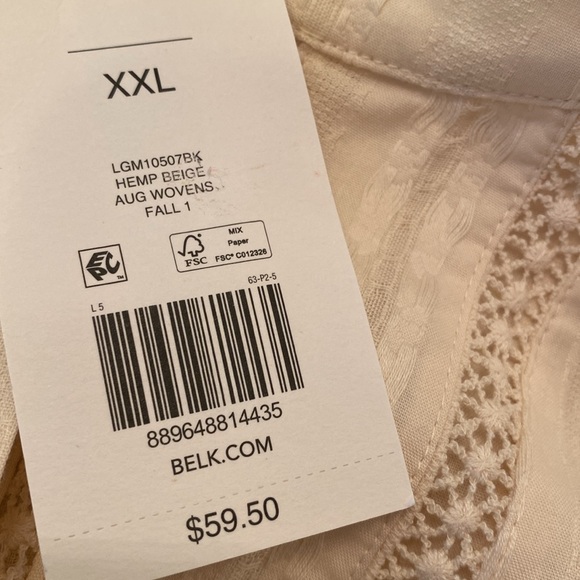 Wonderby woman’s blouse, long sleeves, size XXL. Cream color. - Picture 12 of 13